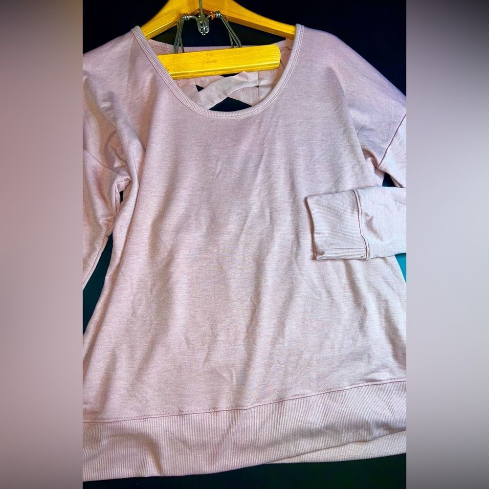 Balance Collection Mauve Long Sleeve Top With Criss Cross Back Size Large EUC